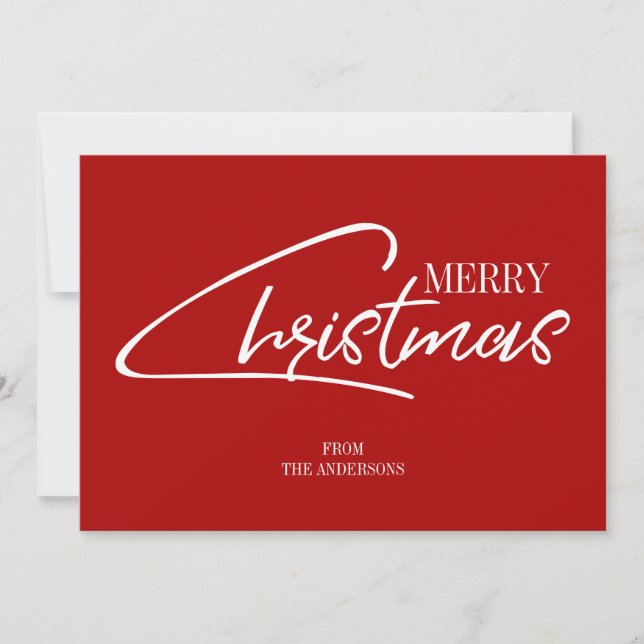 Nostalgic Merry Christmas Script Holiday Card (Front)