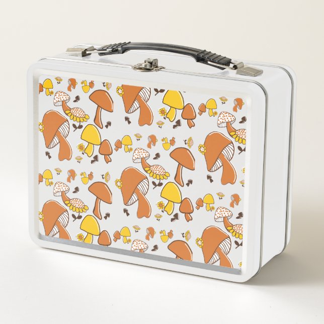 Nostalgic Mushroom Pattern Metal Lunch Box (Front)
