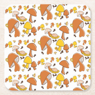 Nostalgic Mushroom Pattern Square Paper Coaster