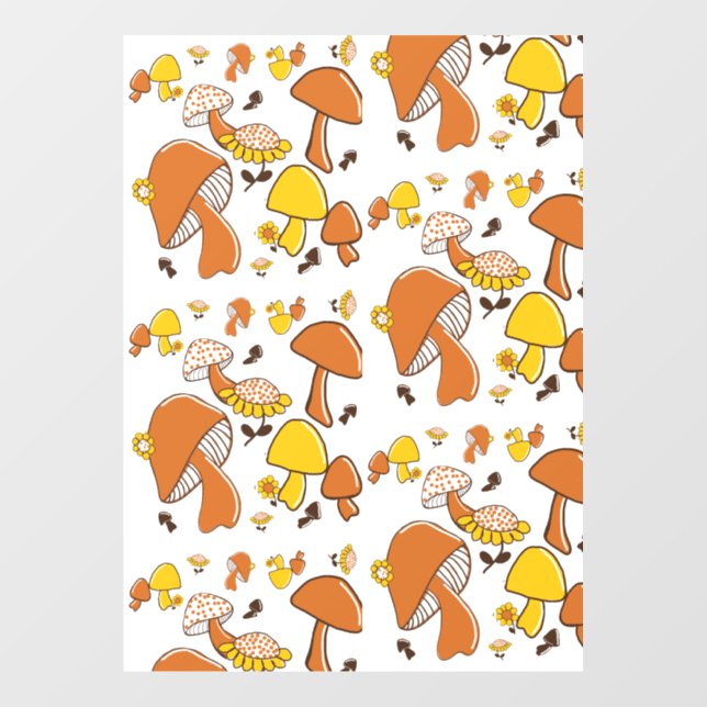 Nostalgic Mushroom Pattern Window Cling (Sheet)