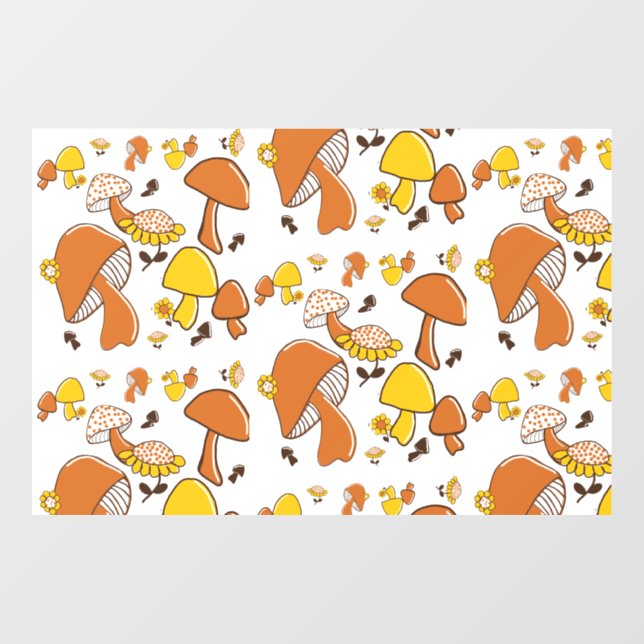 Nostalgic Mushroom Pattern Window Cling (Sheet)