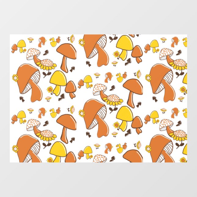 Nostalgic Mushroom Pattern Window Cling (Sheet)