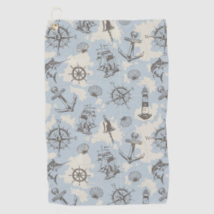 Nostalgic nautical themed blue pattern golf towel