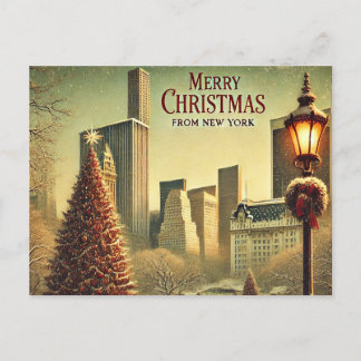 Nostalgic New York Christmas Design Holiday Postcard