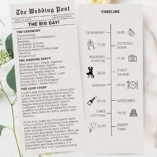 Nostalgic Newspaper Wedding Program Invitation