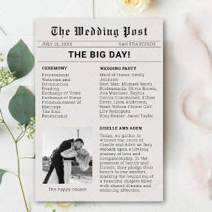 Nostalgic Newspaper Wedding Program Invitation
