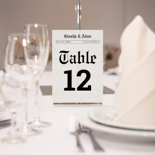 Nostalgic Newspaper Wedding Table Number