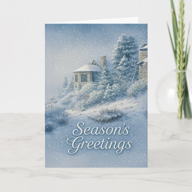 Nostalgic North Rim Lodge Winter Scenery Holiday Card (Front)