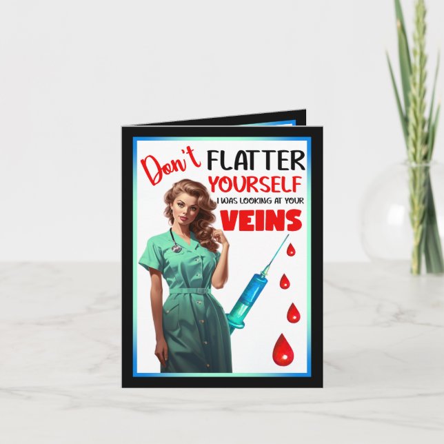 Nostalgic Nurse Pinup_ Don't Flatter Yourself Thank You Card (Front)