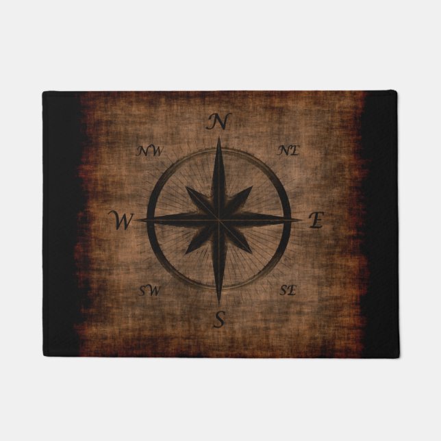 Nostalgic Old Compass Rose Design Doormat (Front)
