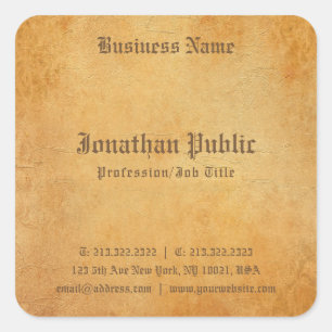 Nostalgic Old Paper Look Professional Elegant Square Sticker