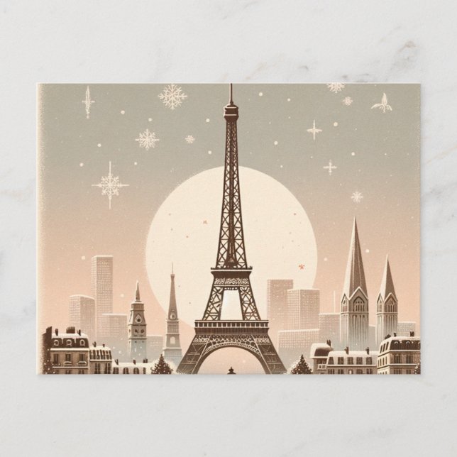 Nostalgic Paris Christmas – Holiday Magic Postcard (Front)