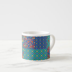 Nostalgic Patterns Faux Patchwork Espresso Mug