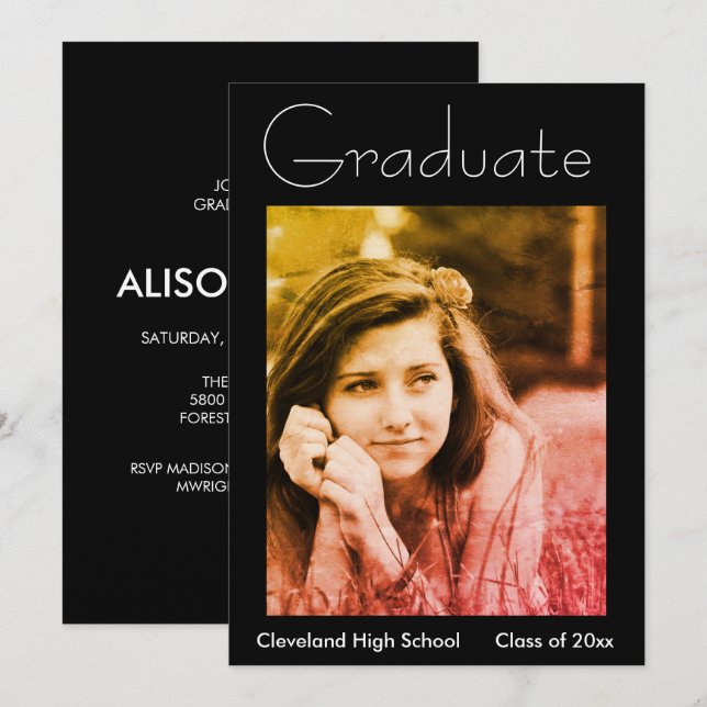 Nostalgic Photo Graduation Party Invitation (Front/Back)