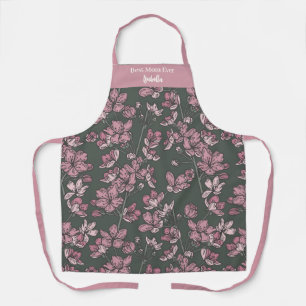 Nostalgic Pink Floral Best Mum Ever Custom Name Apron