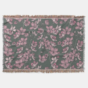 Nostalgic pink floral french country throw blanket