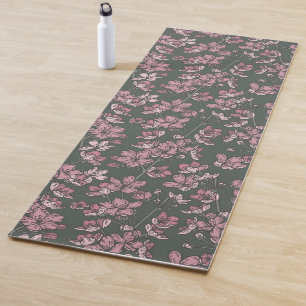 Nostalgic pink floral french country yoga mat