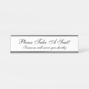 Nostalgic "Please Take A Seat!" Desk Name Plate