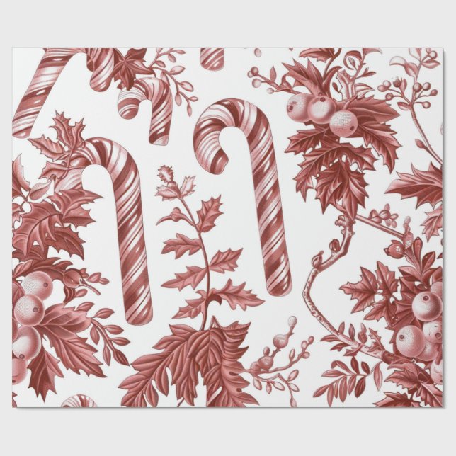 Nostalgic Red Christmas Wrapping Paper (Flat)