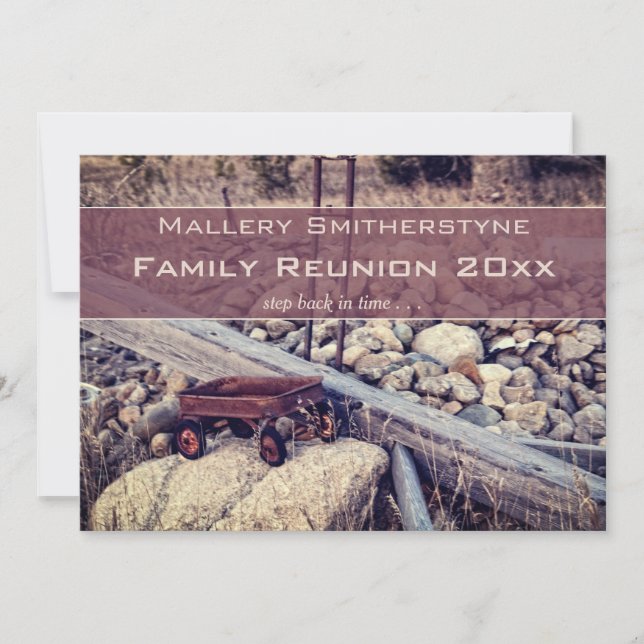 Nostalgic Red Wagon Family Reunion Invitation (Front)
