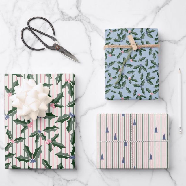 Nostalgic Retro Holiday  Wrapping Paper Sheet (Front)