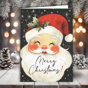 Nostalgic Santa Cute Merry Christmas Personalised Holiday Card