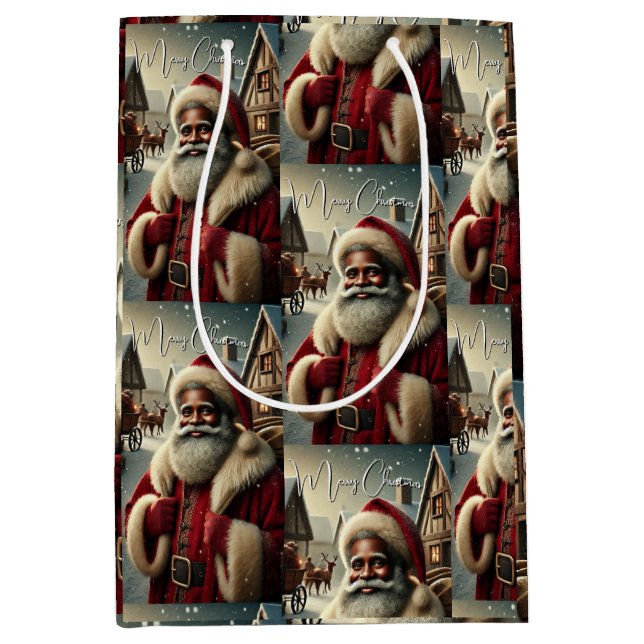 Nostalgic Santa  Medium Gift Bag (Front)