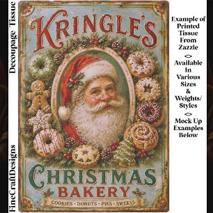 Nostalgic Santa’s Bakery Shop Sign FQ3 Decoupage Tissue Paper