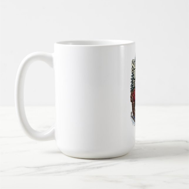 Nostalgic Santa T-Shirt, Snowy Woods Passage Coffee Mug (Left)