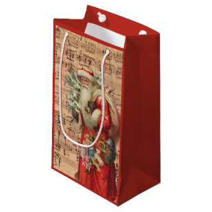 Nostalgic Santa Toys and tree With Sheet Music Small Gift Bag