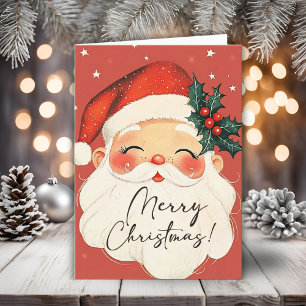 Nostalgic Santa Vintage Merry Christmas Holiday Card