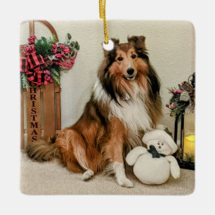 nostalgic sheltie ceramic ornament