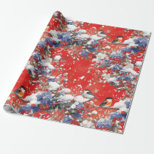 Nostalgic Snow and Birds Christmas Wrapping Paper