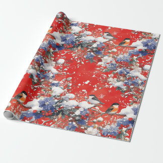 Nostalgic Snow and Birds Christmas Wrapping Paper