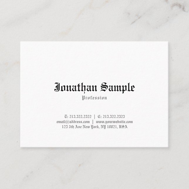 Nostalgic Stylish Classic Old English Font Plain Business Card (Front)
