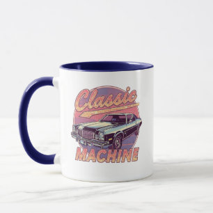 Nostalgic Synthwave Sunset Car Mug