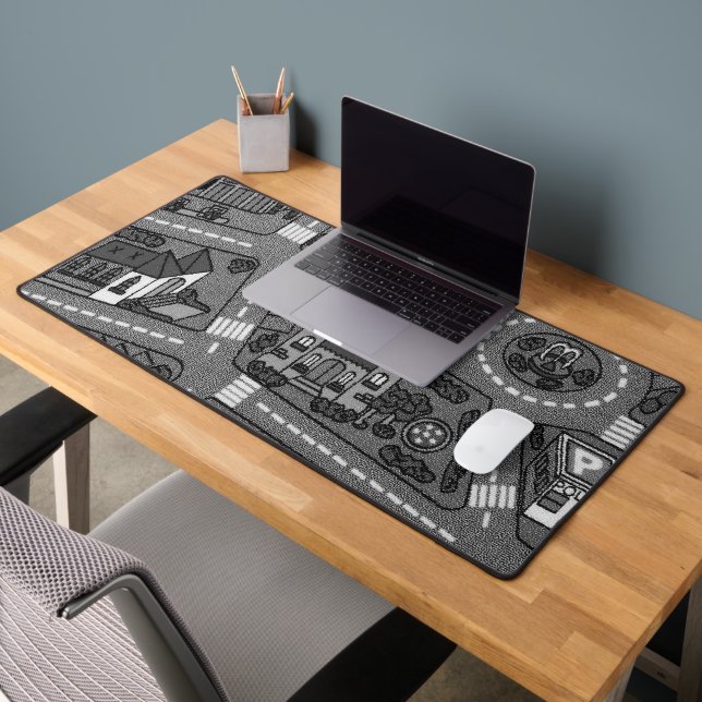 Nostalgic track Carpet Car Road, 90s Childhood  Desk Mat (Office 2)