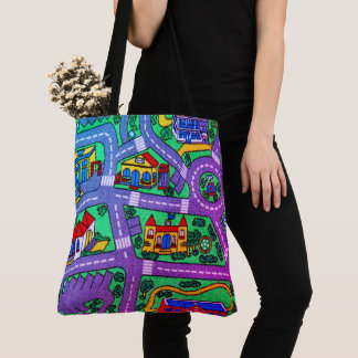 Nostalgic track carpet Car Road, 90s nostalgia Tote Bag