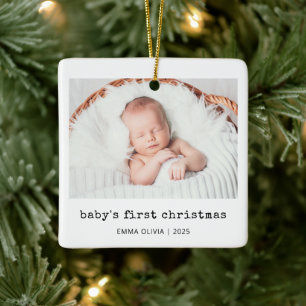 Nostalgic Type   Baby's First Christmas Photo Ceramic Ornament