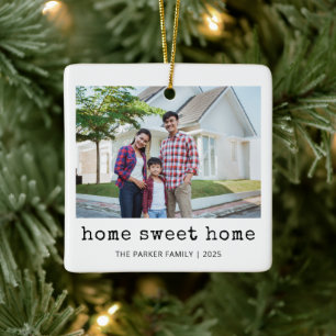 Nostalgic Type New Home Holiday Family Photo Ceramic Ornament