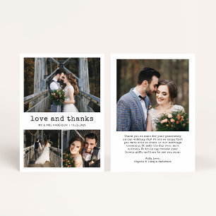 Nostalgic Type   Simple Vintage Wedding Photo Grid Thank You Card