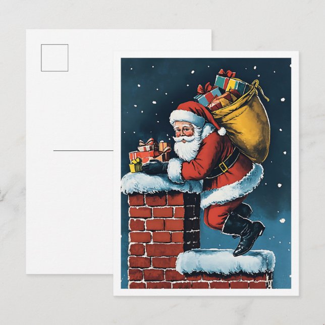 Nostalgic Vintage Christmas Santa Postcard (Front/Back)