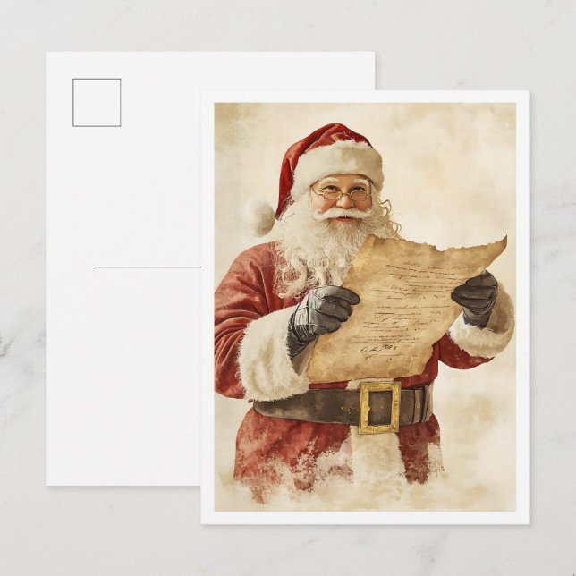 Nostalgic Vintage Christmas Santa Postcard (Front/Back)