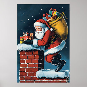 Nostalgic Vintage Christmas Santa Poster