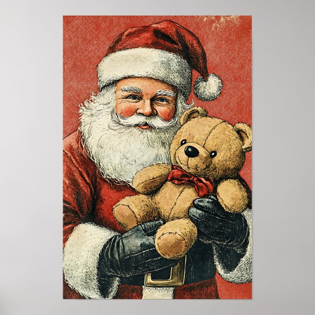 Nostalgic Vintage Christmas Santa Poster (Front)