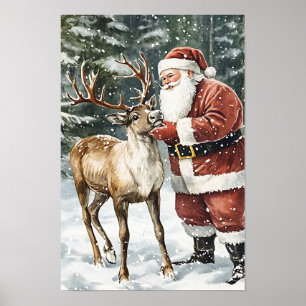 Nostalgic Vintage Christmas Santa Poster