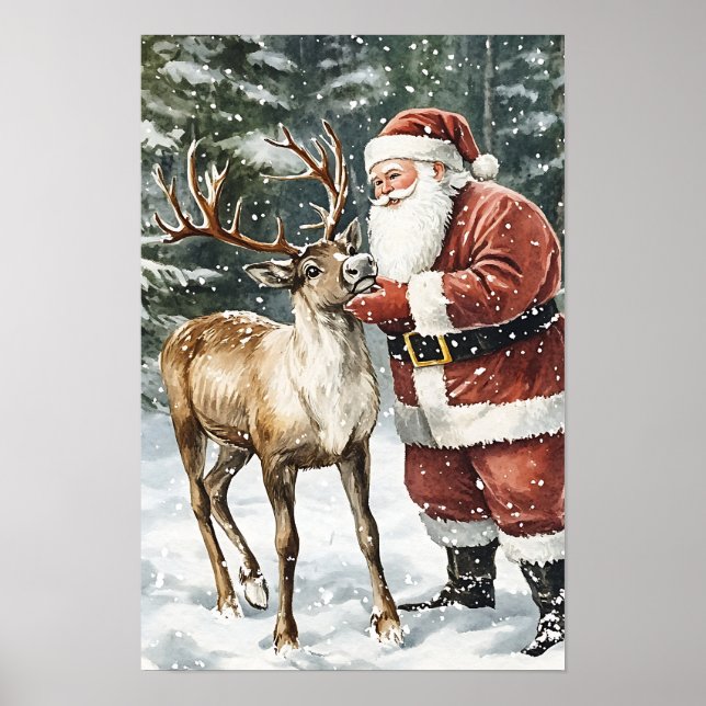 Nostalgic Vintage Christmas Santa Poster (Front)