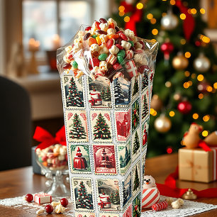 Nostalgic vintage Christmas stamps pattern Favour Box
