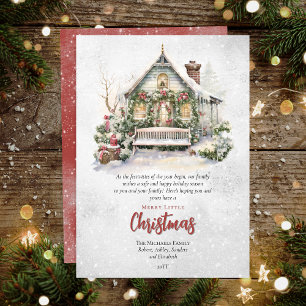 Nostalgic Vintage Holiday Cottage Christmas Card
