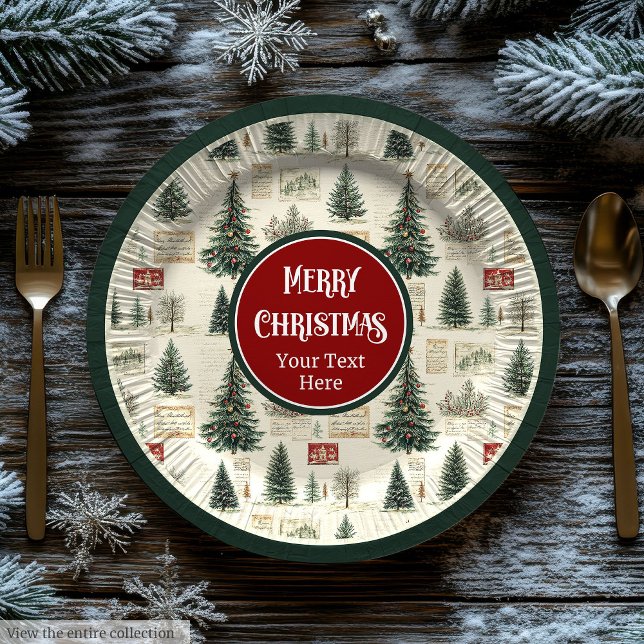 Nostalgic vintage paper plates with custom name (Nostalgic vintage paper plates with custom name)